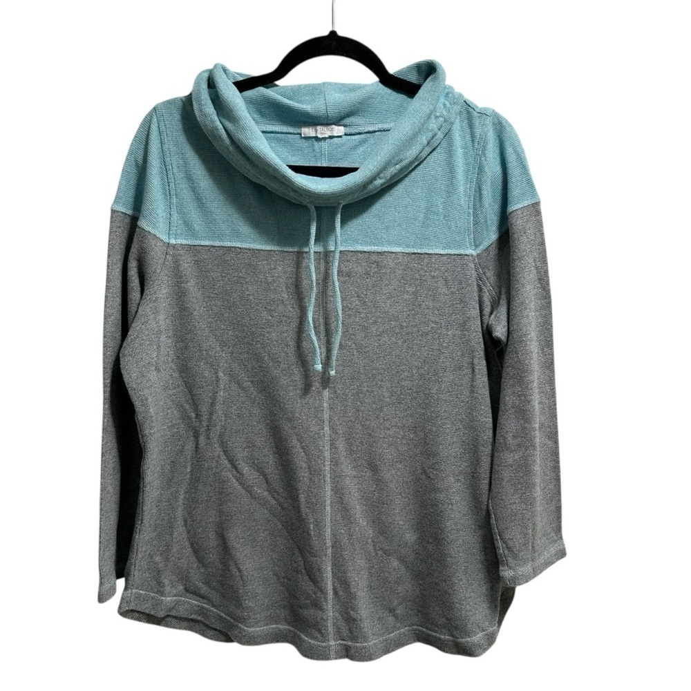Talbots beachy coastal spring color block cowl neck pullover leisurewear top